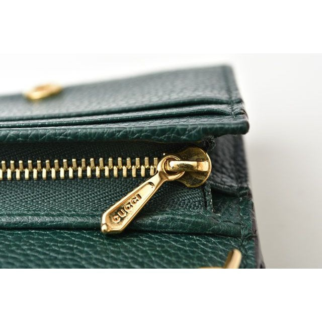 Gucci Mini Wallet Fold Zumi Chain in Dark Green — view 3