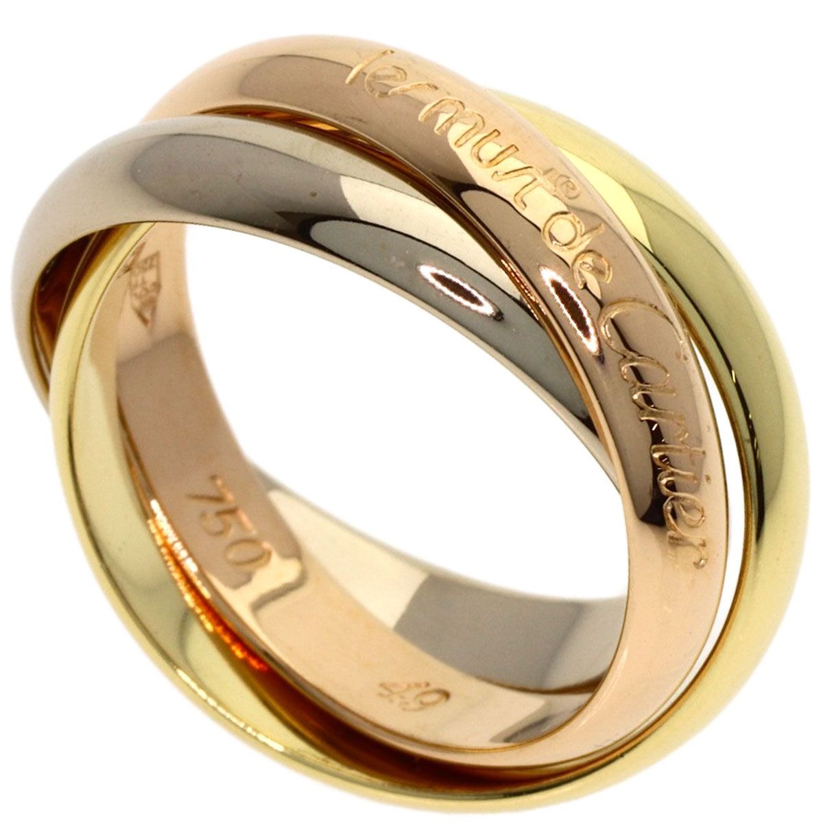 Cartier Trinity 49 Ring 18K Yellow Gold White Pink