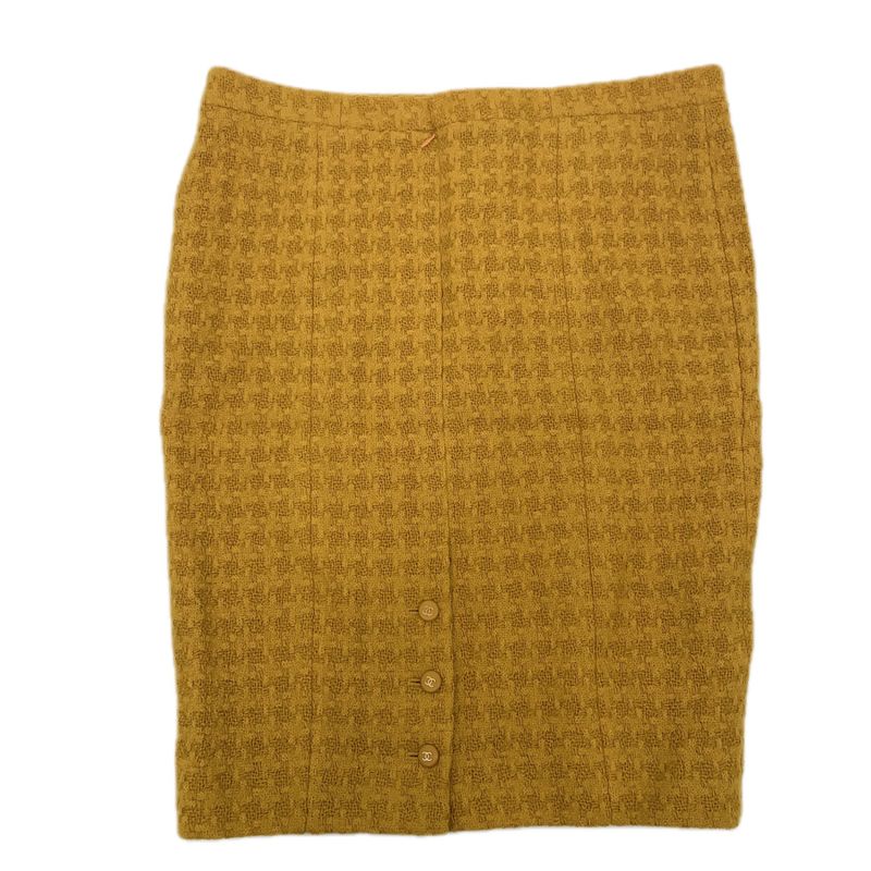 Chanel Coco Mark Tweed Skirt P5918v04417 Yellow Size 42