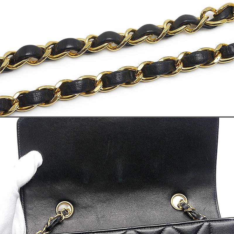 Chanel Matelasse Chain Shoulder Bag Diana Flap 22 Black