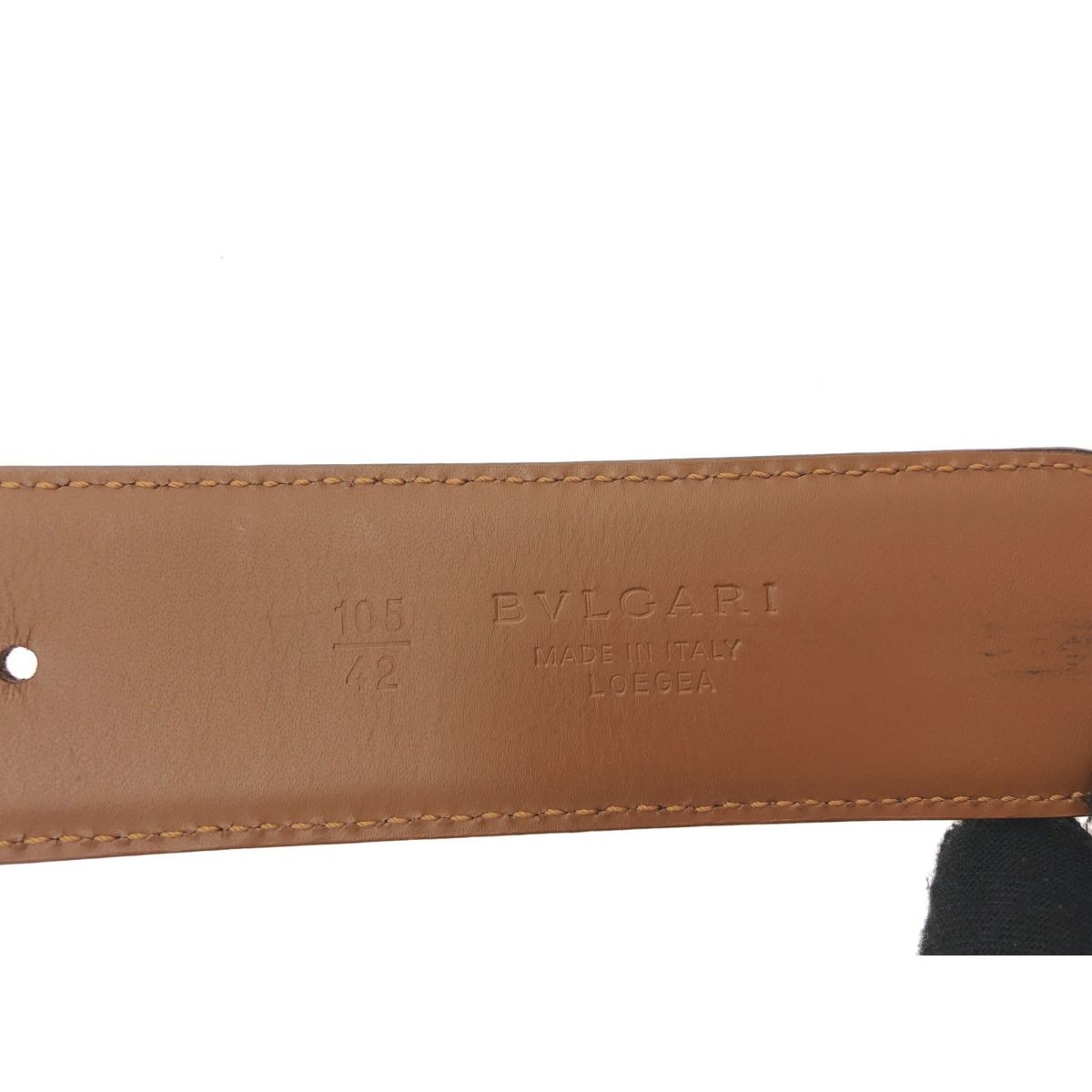 Bvlgari Men's Round Logo Buckle Belt Leather Camel 80-90cm (35.43in) Light