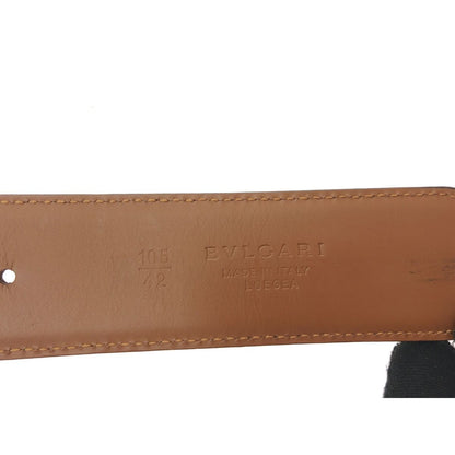 Bvlgari Men's Round Logo Buckle Belt Leather Camel 80-90cm (35.43in) Light