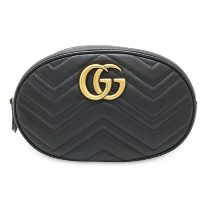 Gucci GG Marmont Belt Bag Body Waist Pouch Quilted Leather Black