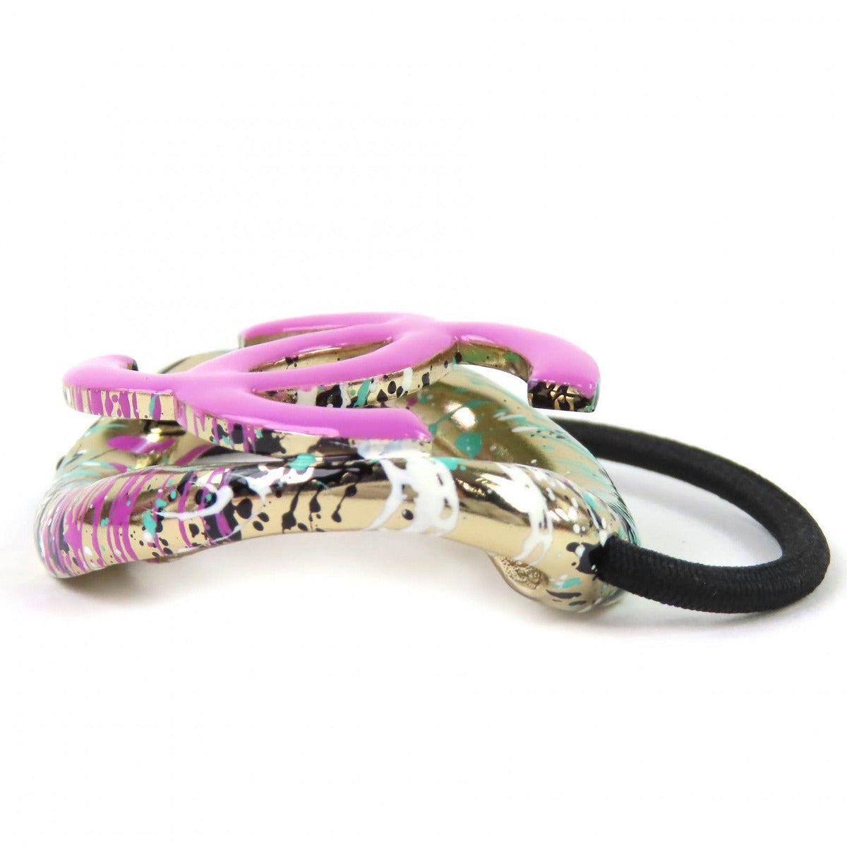 Chanel CC Logo Hair Tie Purple Green Gold — view 3