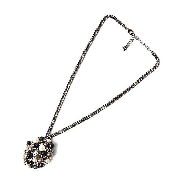 Chanel CC Marked Rhinestone Pearl Black White Silver