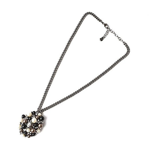 Chanel CC Marked Rhinestone Pearl Black White Silver