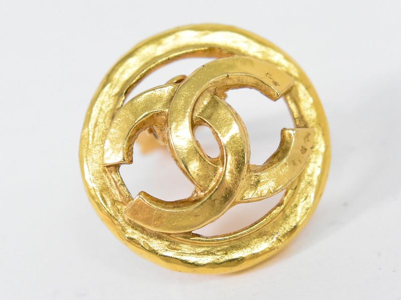 Authentic Chanel Coco Mark Earrings GP Gold Plated Coco Mark Accessories