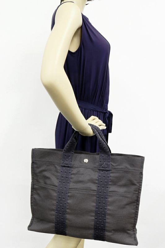 Hermes Tote Handbag Her Line Tote MM Canvas Gray