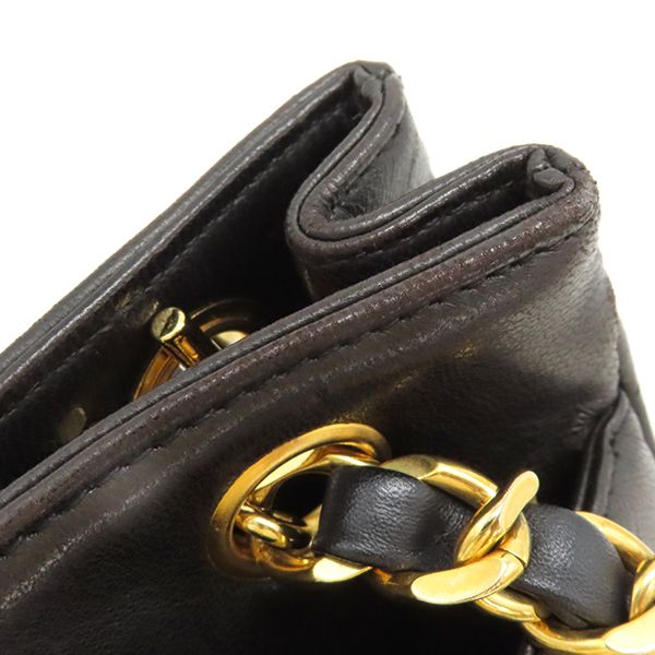 Chanel Shoulder Bag Coco Mark Lambskin Black Gold Hardware Chain Shoulder