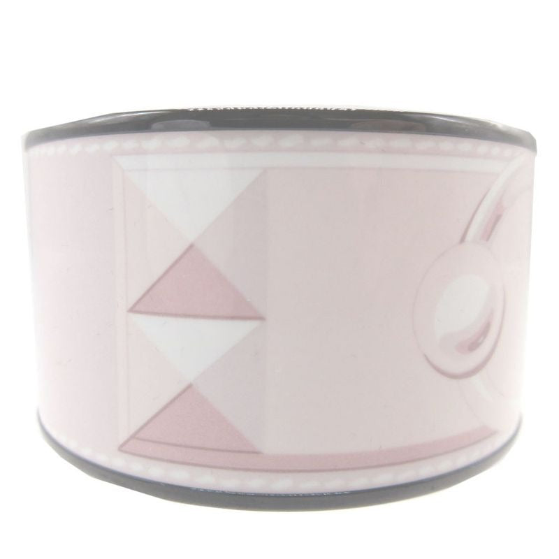 Hermes Emaile Bangle TGM Metal Pink Black Bracelet 0014