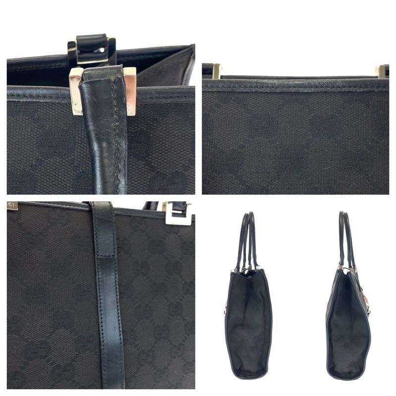 Gucci Jackie Black Silver Hardware GG Canvas 002 1065 Tote Bag Handbag Women