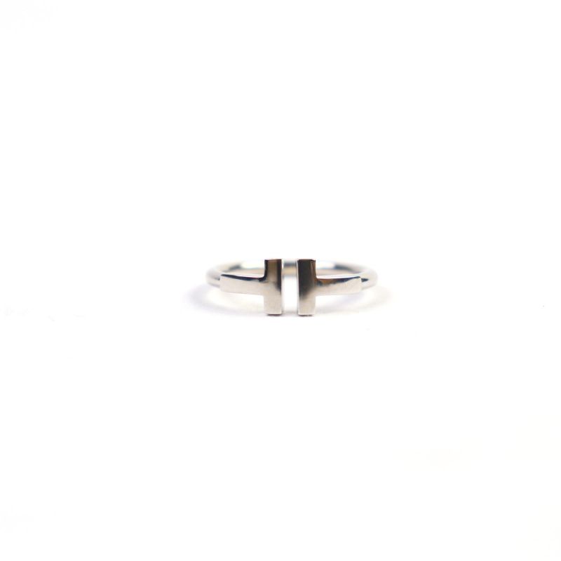 Tiffany & Co T-wire Ring 18K White Gold Accessory Ring Silver Size 7 Equivalent