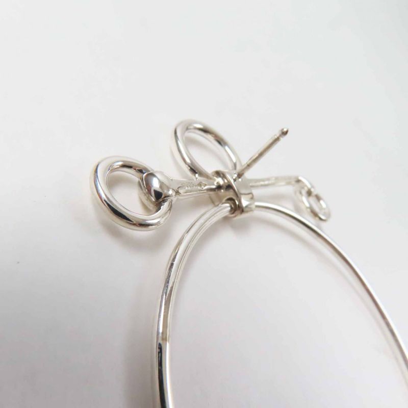 Hermes Loop Medium Earrings For Both Ears Ag925 Silver With Box Storage Bag