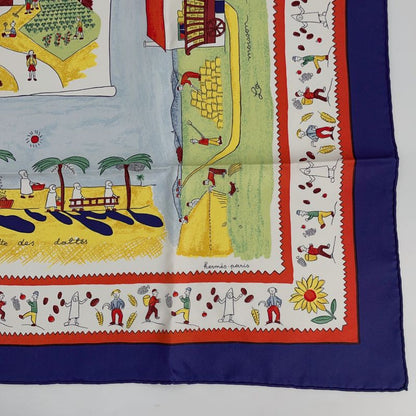 Hermes Carre 90 RE TOUR A LA Terre Homeward Bound Navy X Multicolor 100% Silk