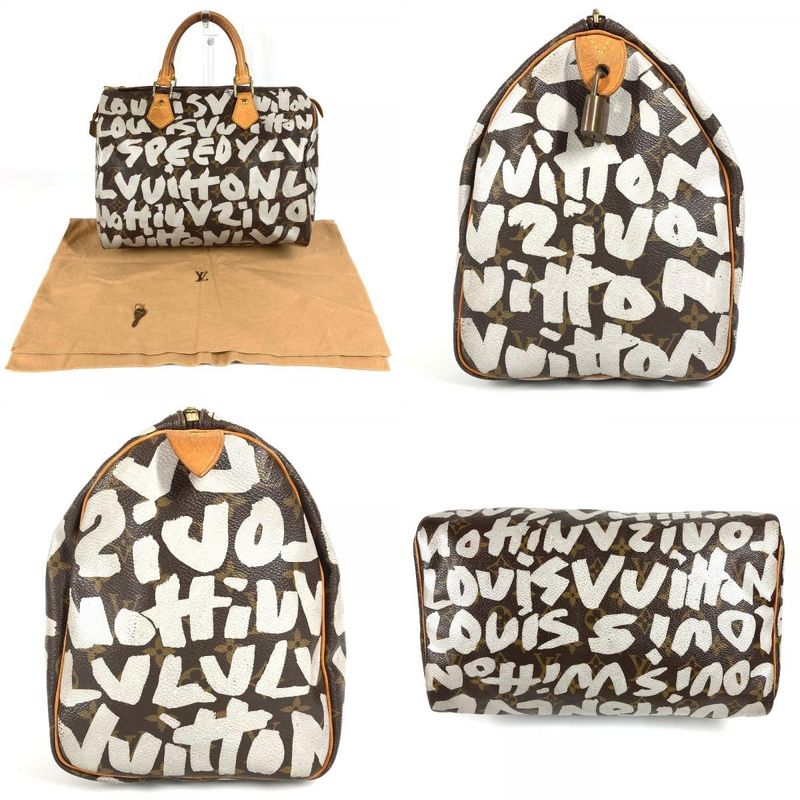 Louis Vuitton Handbag Speedy 30 M92195 Monogram Graffiti Canvas Brown