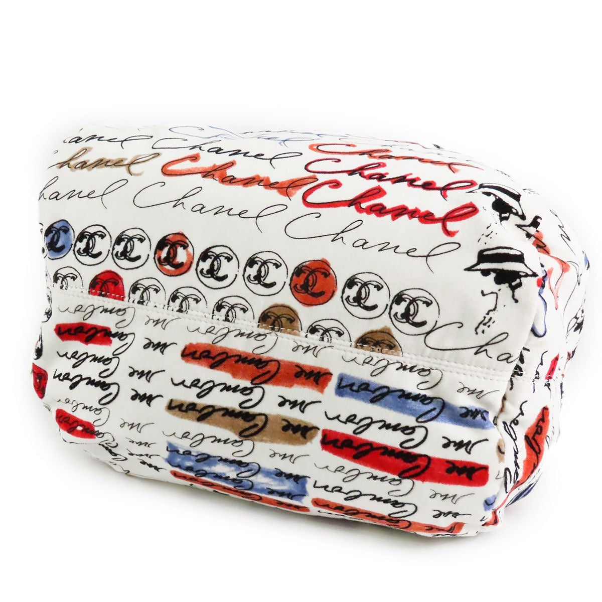 Chanel Camellia Plastic Handle Bag White Black Multicolor Silver Velour Coco — view 3