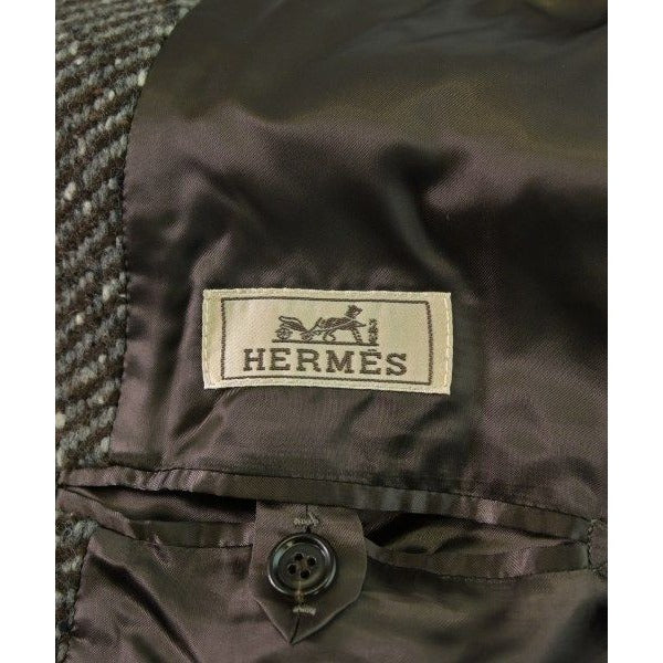Hermes Coat Wool Brown X Gray White — view 3