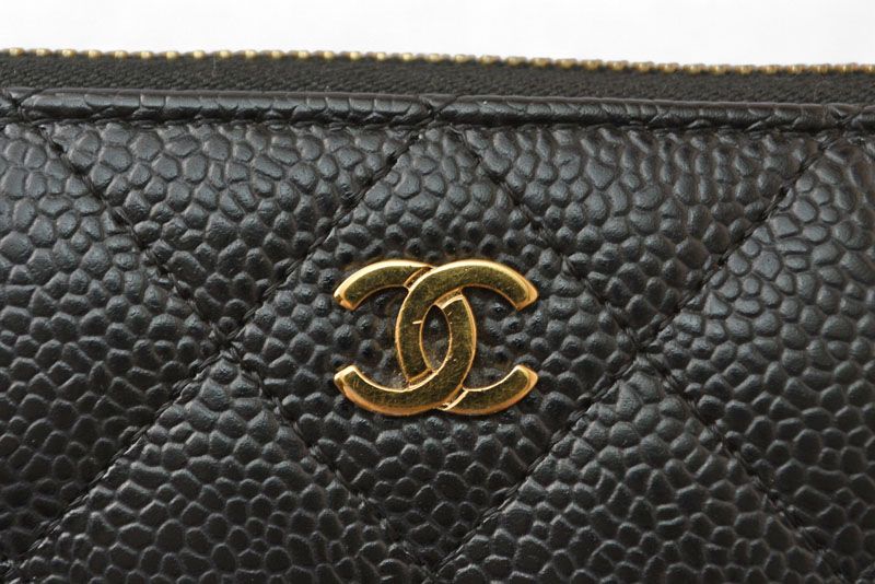 Chanel Wallet Chanel Long Wallet Matelasse Caviar Skin A50097 Black Gold
