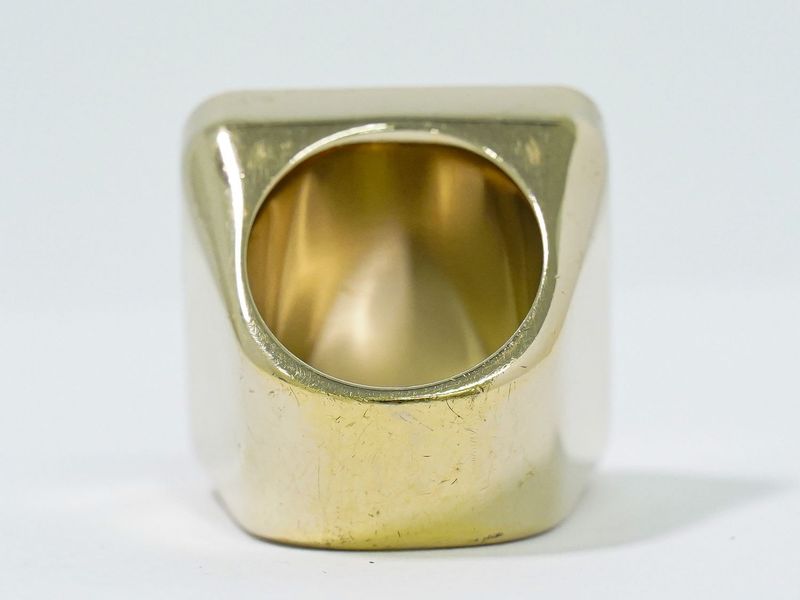 Authentic Chanel Coco Mark Ring Size 10 GP Gold Plated White Black Coco Mark