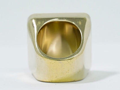 Authentic Chanel Coco Mark Ring Size 10 GP Gold Plated White Black Coco Mark