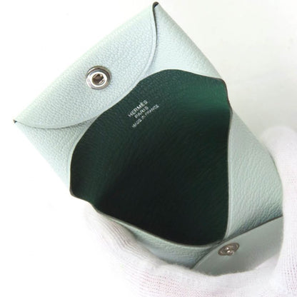 Hermes Bastia Verso Vert Peppermint Vert Moyen Chevre Silver Hardware Coin Case