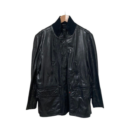 Gucci Cowhide Leather Military Jacket 50 Black