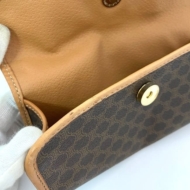 Celine Pouch Ec21594 Brown Macadam PVC Leather