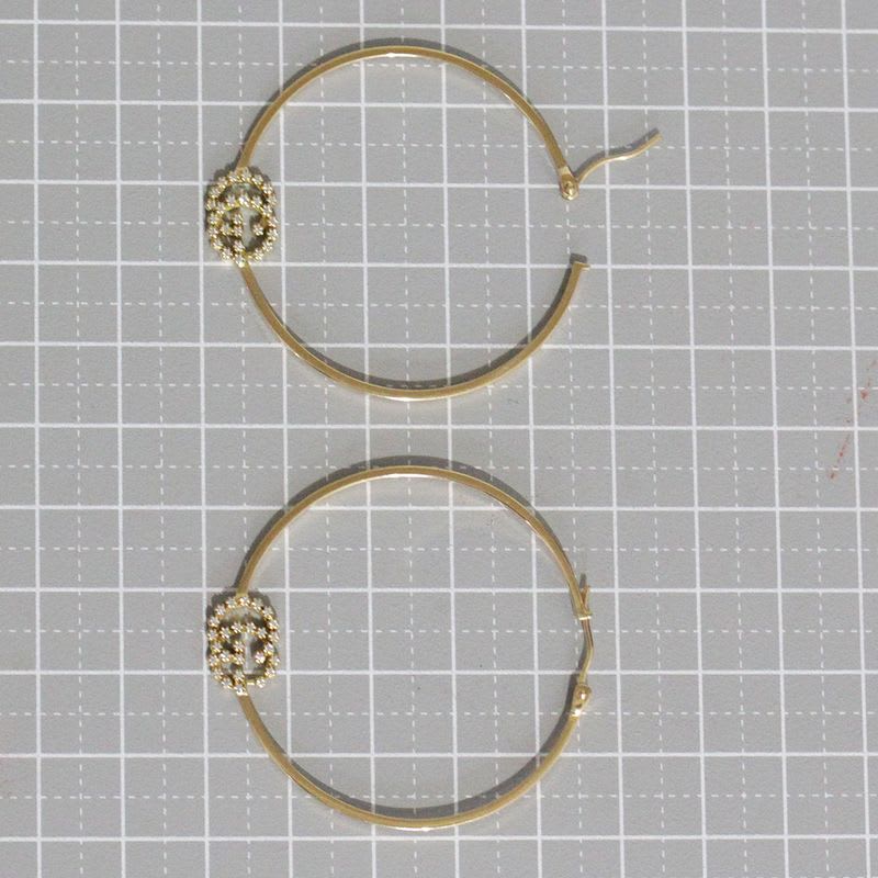 Gucci Diamond Hoop GG Earrings AU 750 18KY Box E1779