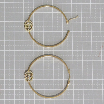 Gucci Diamond Hoop GG Earrings AU 750 18KY Box E1779