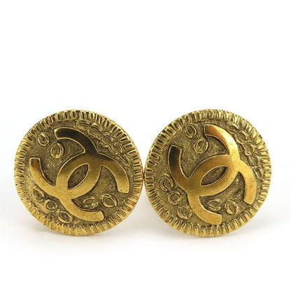 Chanel Earrings Metal Gold Accessories Plated Coco Mark