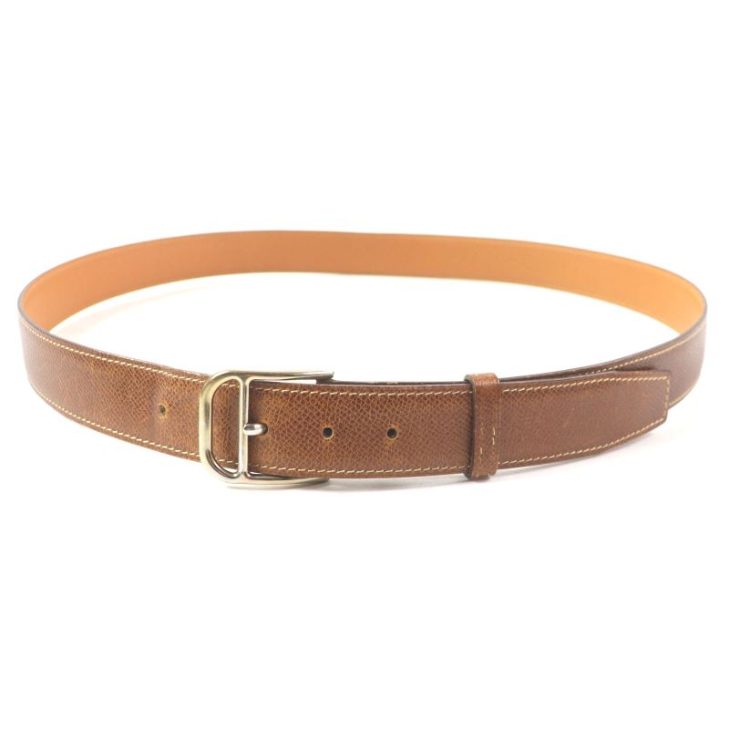 Hermes Vintage Gold Hardware Margiela Period Leather Belt Dark Brown 100 E