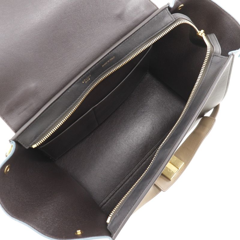 Celine Trapeze 2-way Shoulder Calf Brown/black Women's Handbag