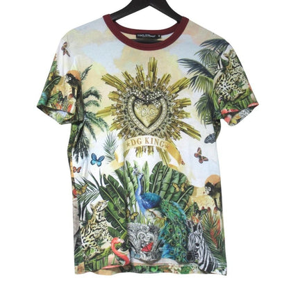 Dolce & Gabbana DG King Allover Print Short Sleeve T-Shirt 44 Multicolor