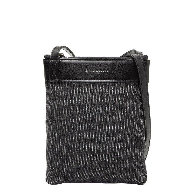 Bvlgari Logomania Crossbody Bag Blue Black Denim Leather