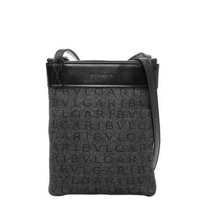 Bvlgari Logomania Crossbody Bag Blue Black Denim Leather