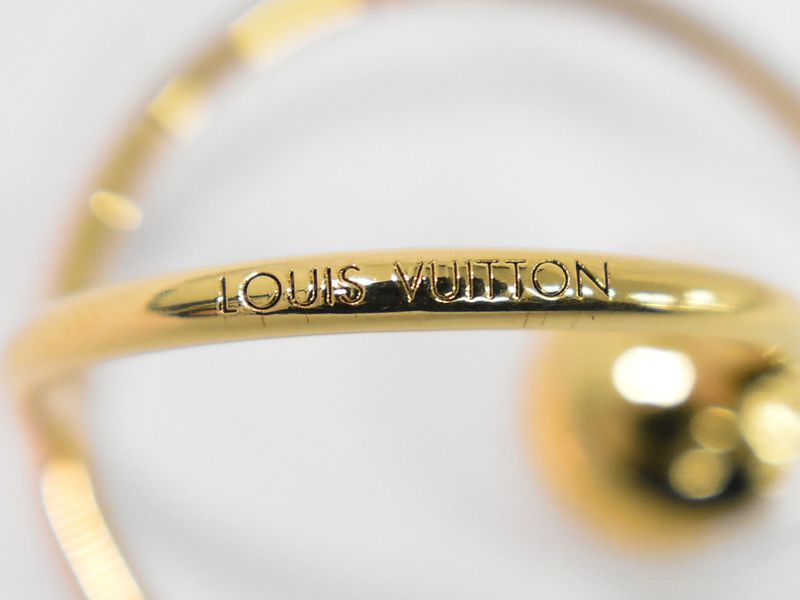 Authentic Louis Vuitton LV Eclipse Faux Pearl Ring M Size 14 GP Gold Plated