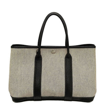 Hermes Garden Party TPM Ivory And Black Silver Hardware Tote Bag