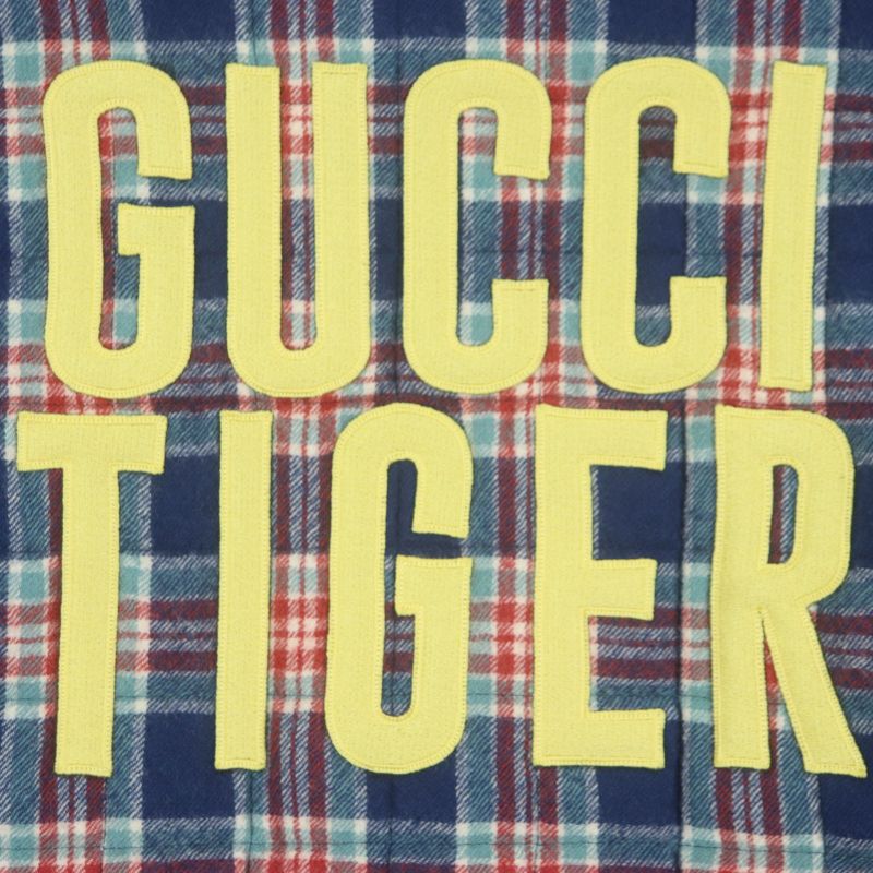  Gucci 22SS 683264 Gucci Tiger 100% Wool Quilted Checkered Back Logo Patch