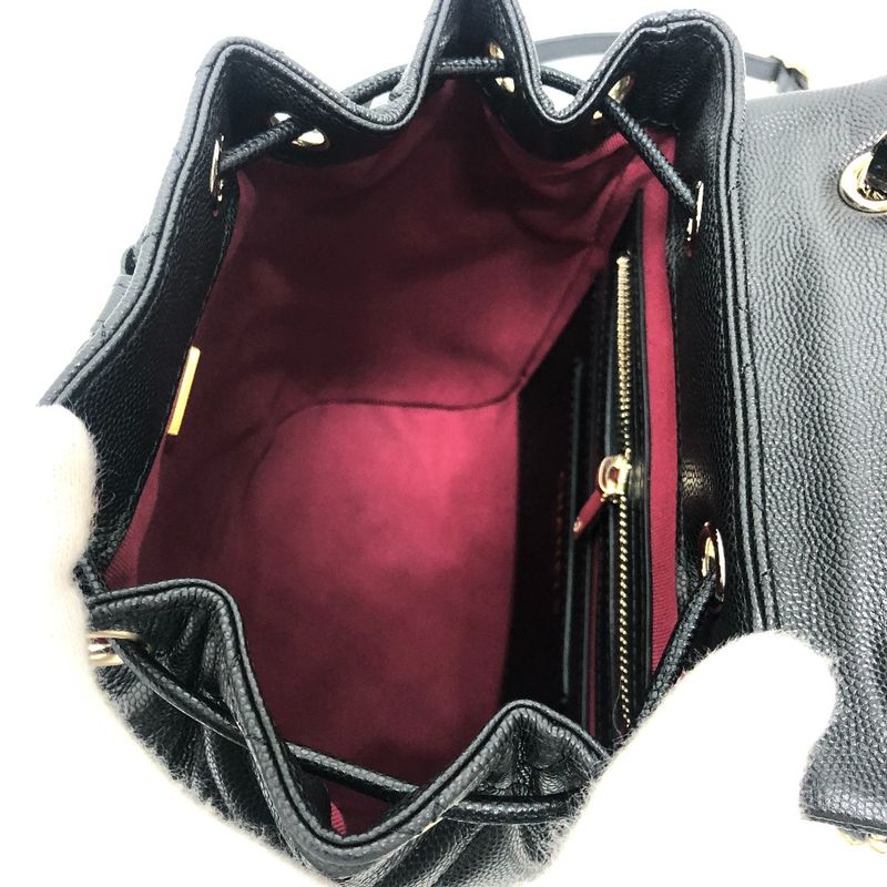 Chanel Backpack Sac Coco Mark As4058 Caviar Skin Black