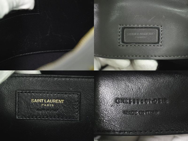 Authentic Saint Laurent Baby Duffle 2WAY Shoulder Bag Handbag Pochette Leather