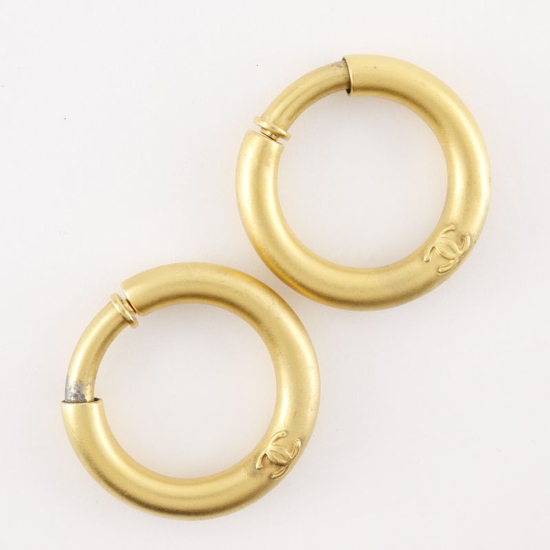 Chanel Hoop Vintage Gold Plated 96P Ladies 22.8g Earrings