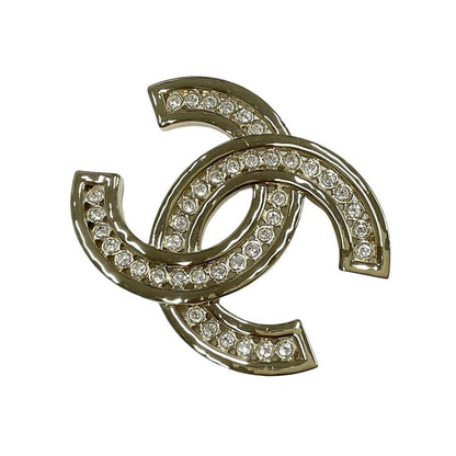 Chanel Brooch Corsage Gold Here Mark Rhinestone