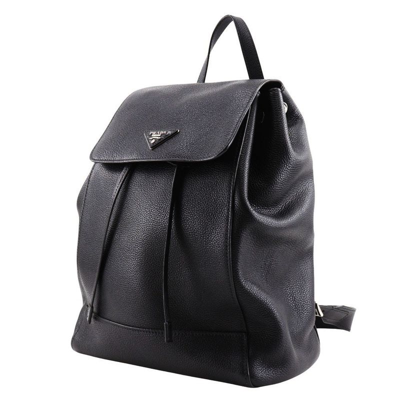 Prada Backpack 1bz007 Calf Black Unisex Backpack/daypack