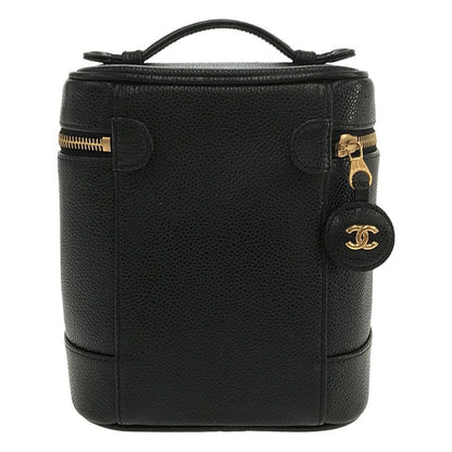 Chanel - 93659 Coco Mark Caviar Skin Vanity Bag - Black - Women