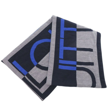 Louis Vuitton Echarpe Horizon Wool Grey Navy Scarf 1320