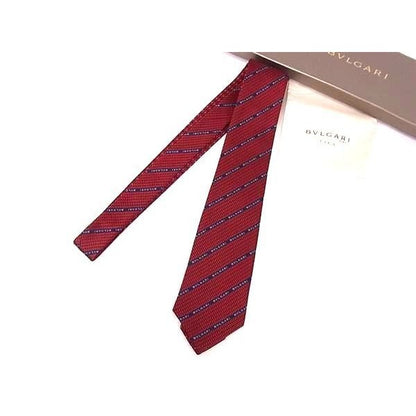 Bvlgari 100% Silk Reversible All-over Pattern Tie Business Red As9653