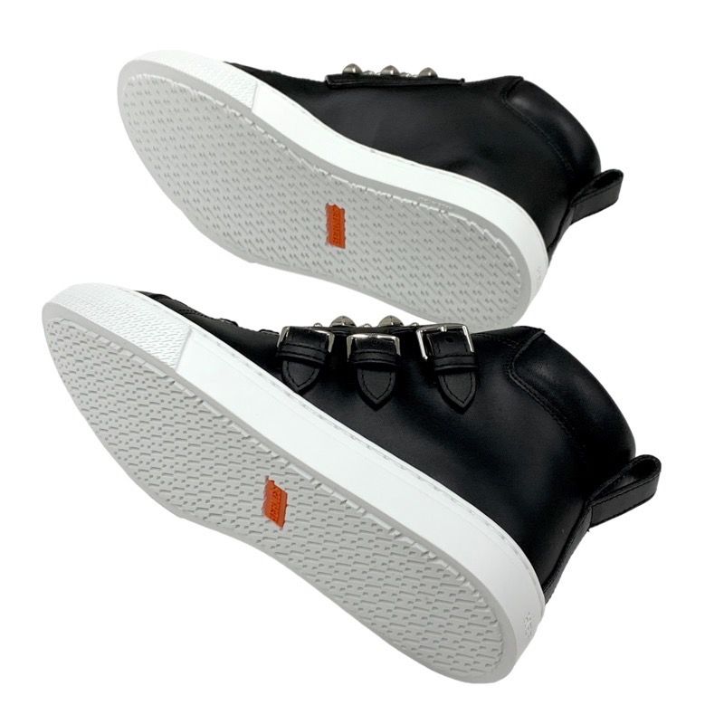 Hermes Hanky ​​sneakers Shoes Leather Black Silver Unused Studded High Cut