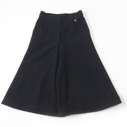CHANEL P54700v30847 Wool Logo Plate Tweed Gaucho Pants Wide Pants Black 38 Made