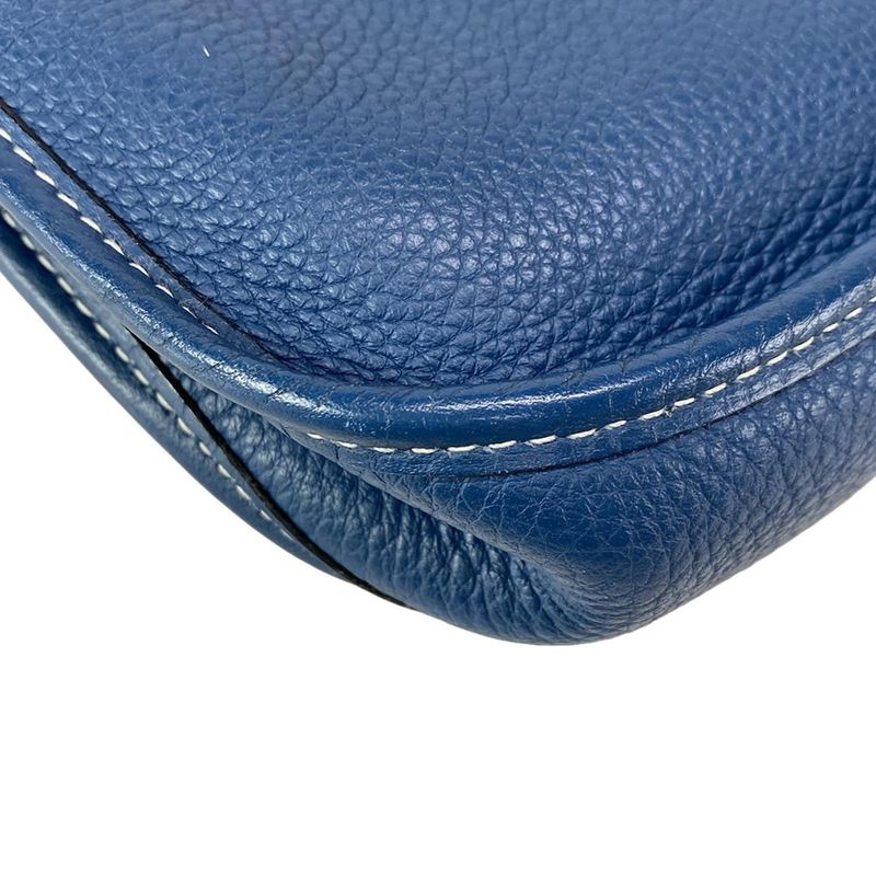 Hermes Shoulder Bag Evelyn TPM Blue Silver Hardware