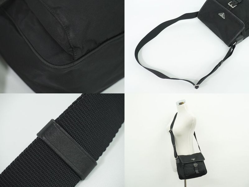 Authentic Prada Nylon Shoulder Bag Pochette Black Bag Pre-owned [follow-up